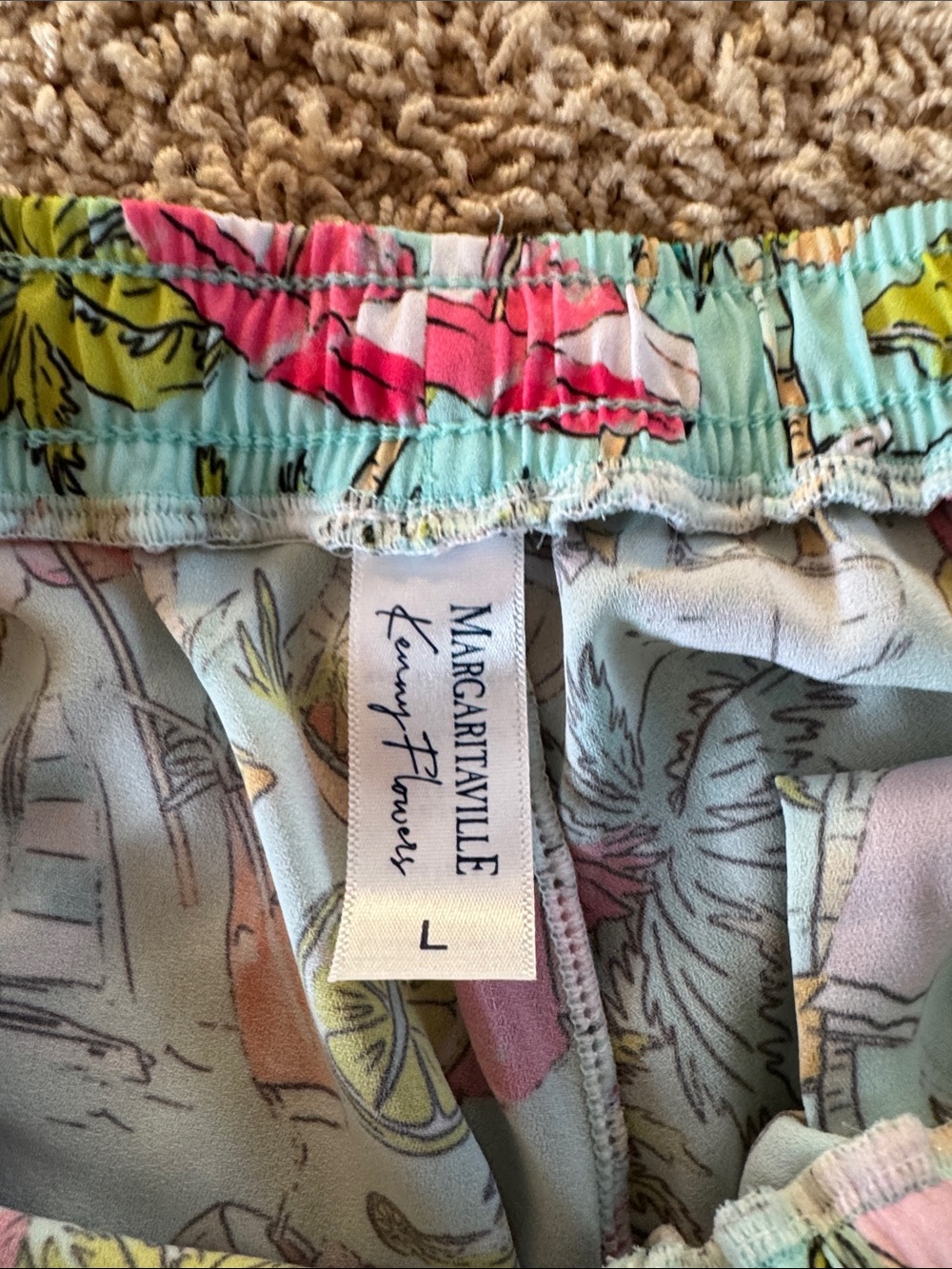 Kenny Flowers Aqua Tropical Print Ruffle High-Waist Shorts - Picture 2 of 6